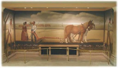 One of the WPA murals designed by Grant Wood.